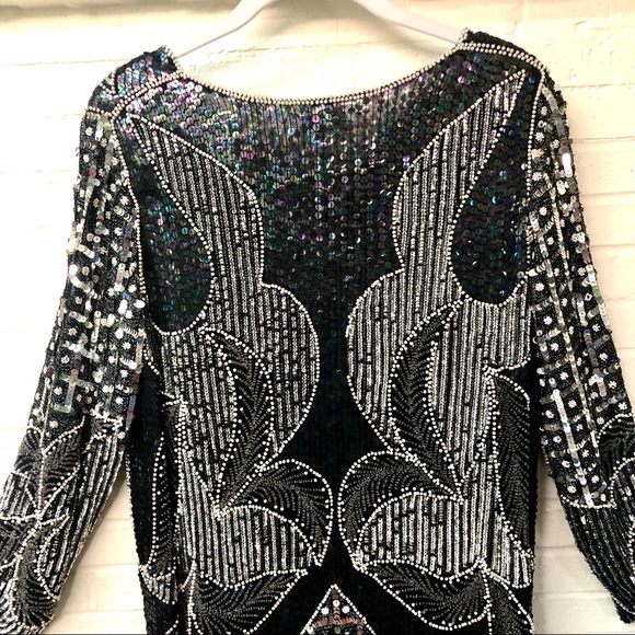 Vintage silk sequined and beaded sheath - Picture 3 of 8